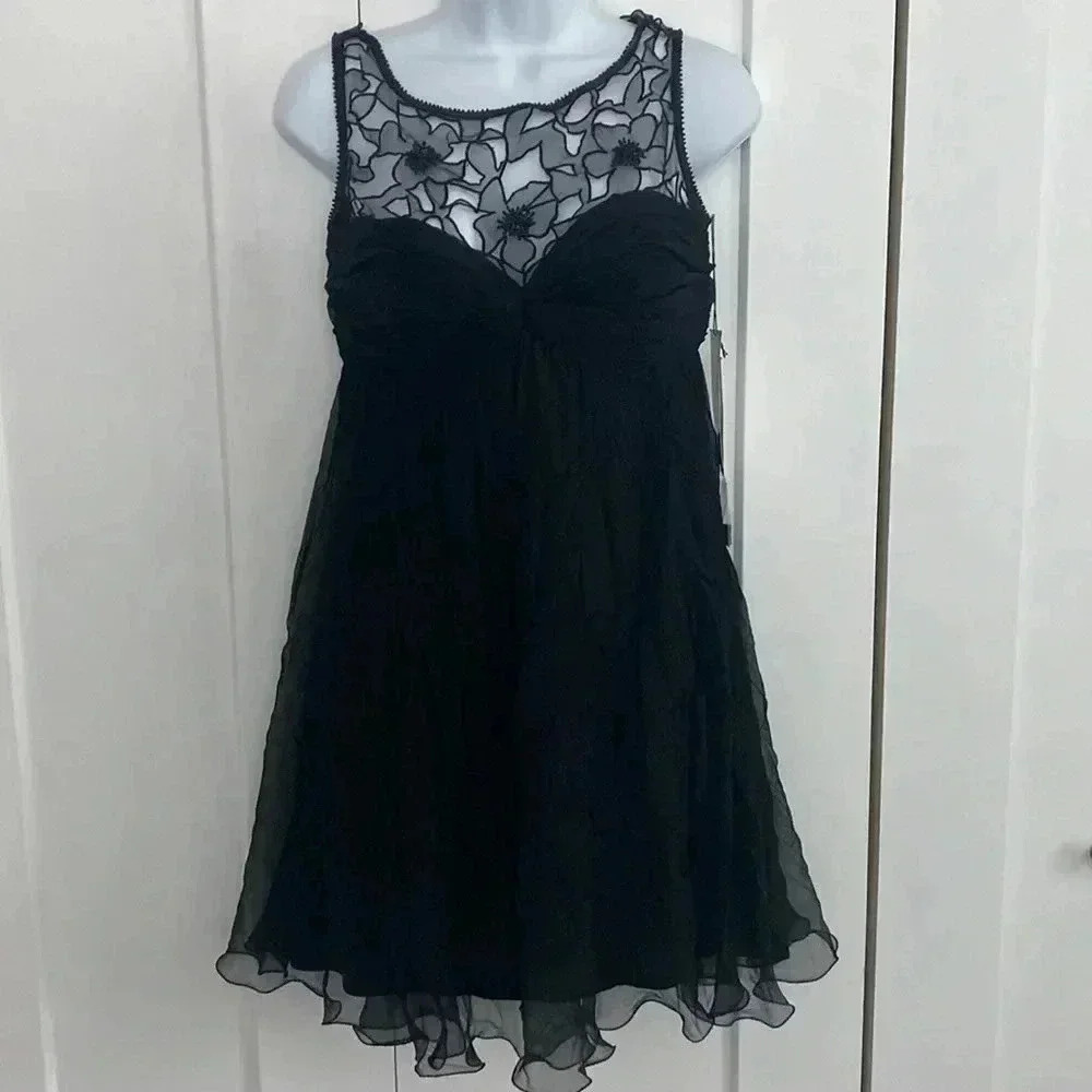 NWT JOVANI Silk Beaded Top Mini Cocktail Dress
